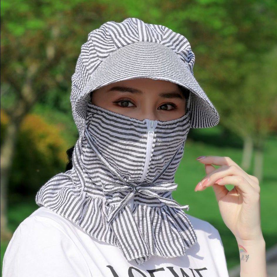 太阳帽防晒帽子遮脸夏天干活防风风帽防紫外线遮阳帽子
