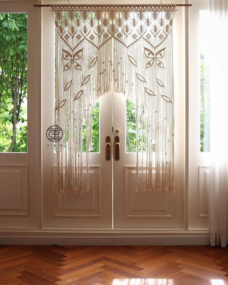 网红民宿装饰编织线帘门帘卧室隔断编织挂帘客厅流苏帘酒店风水帘