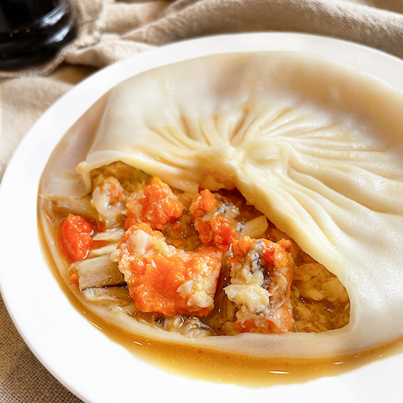 风马牛蟹黄大汤包6只泰州靖江特产速冻蟹粉灌汤包子儿童早餐面食