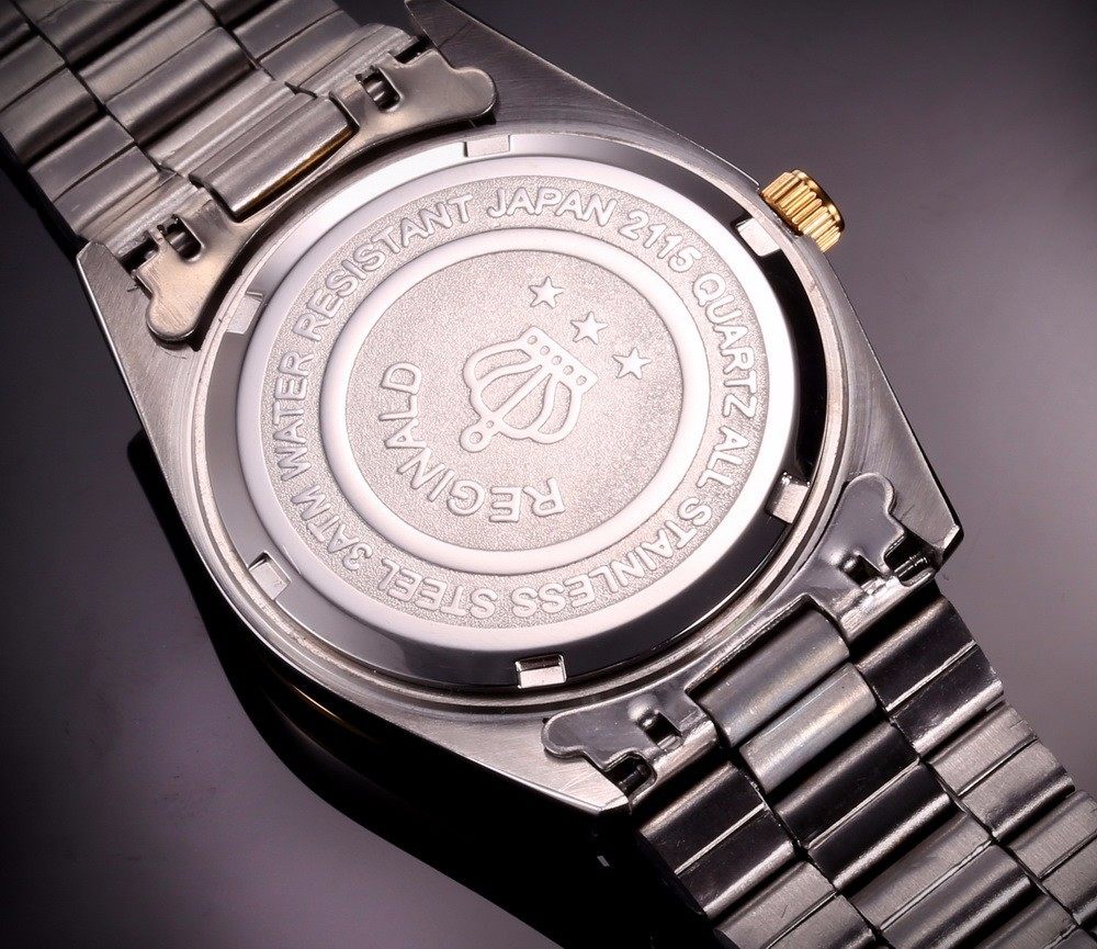 reginald皇冠利吉男士手表石英表钢带商务国产腕表