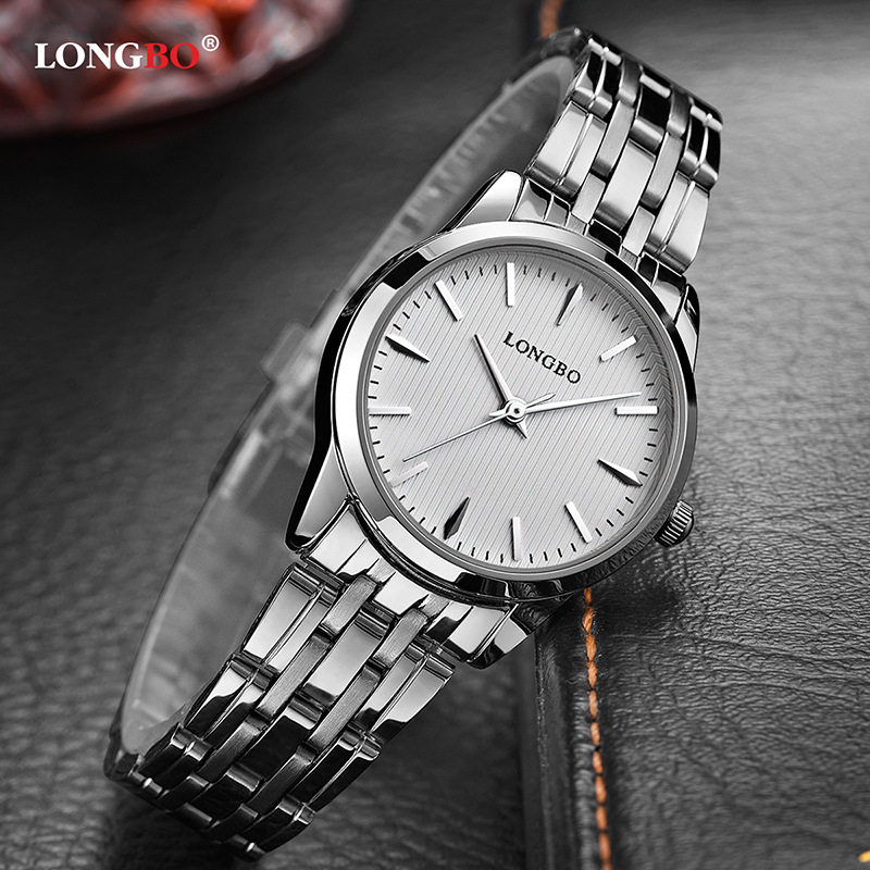 手表longbo龙波正品韩版时尚不锈钢钢带情侣石英国产腕表