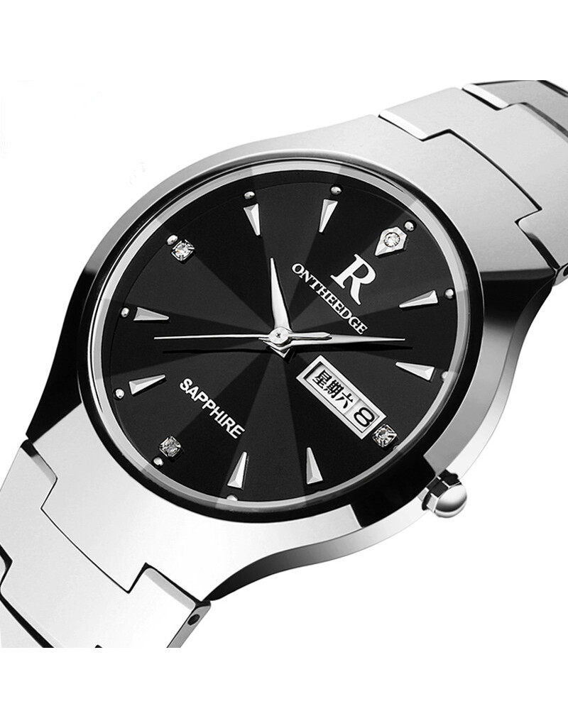 卡尔仕品牌正品男士手表黑色钨钢钢男防水双日国产腕表