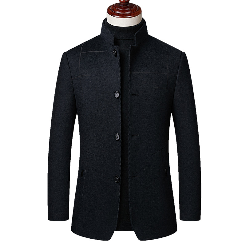 男外套立领羊毛大衣外套商务山羊绒夹克毛呢子呢子毛呢大衣