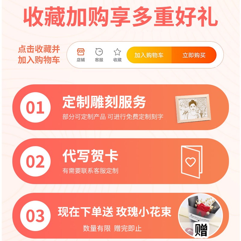 生日礼物女生送女友闺蜜男朋友走心六一儿童节微雕木刻画定制照片