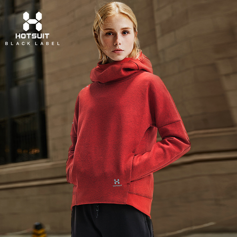 HOTSUIT后秀卫衣女2019冬季黑标保暖连帽套头衫户外冬装运动上衣