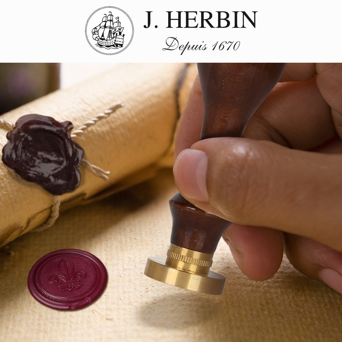 法国j.herbin 简赫本传统火漆封蜡印章 请柬贺卡封蜡套装