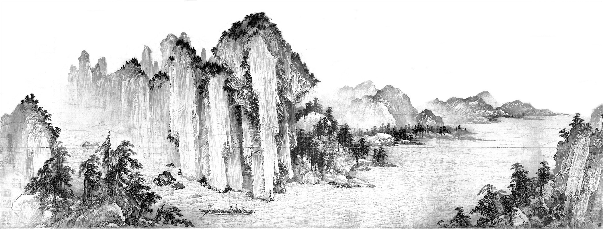 金武元赤壁国画名画山水画临摹底稿会所客厅装饰画diy