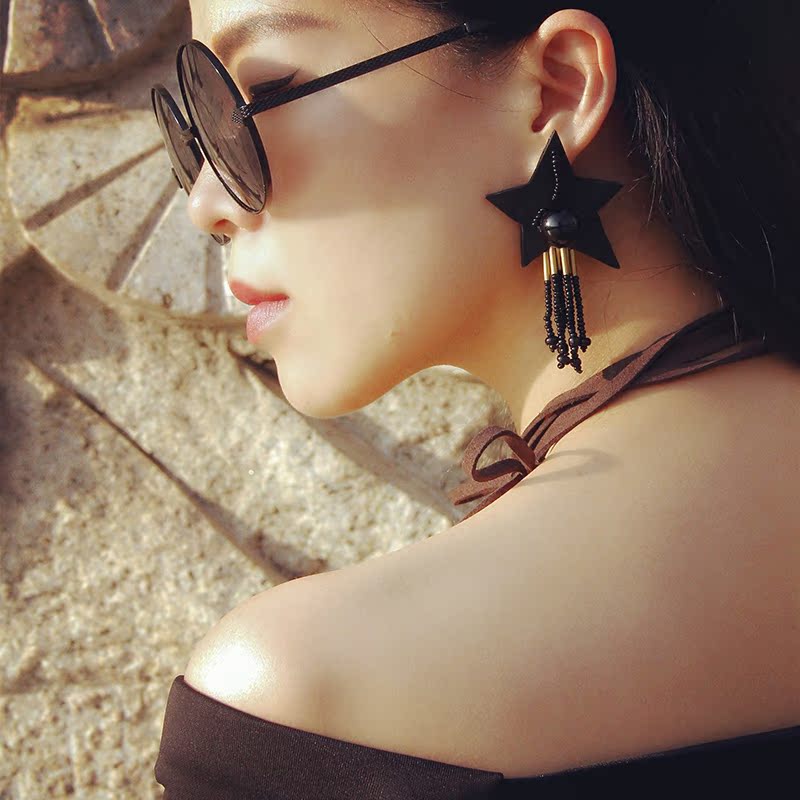 kk9原创设计五角星耳钉夸张朋克耳饰女士时尚耳钉