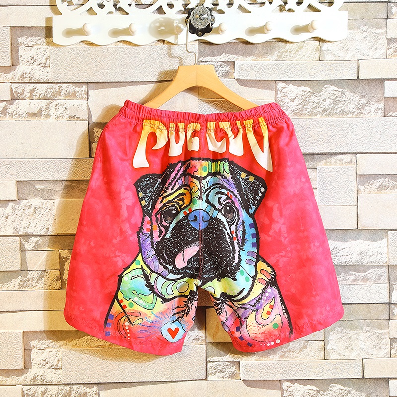 五分裤潮男速干印花宽松情侣沙滩裤子运动潮流海边度假短裤大裤衩