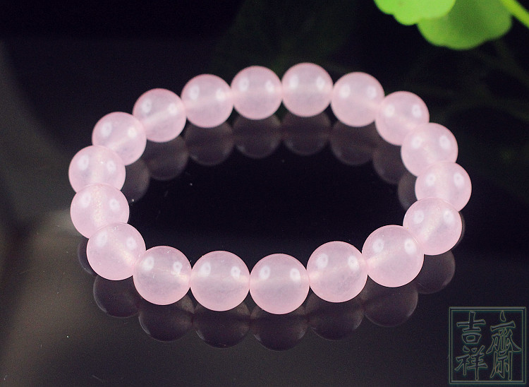 天然粉芙蓉玉手珠 玉手链女款简约手串女春夏手链甜美礼物粉手链