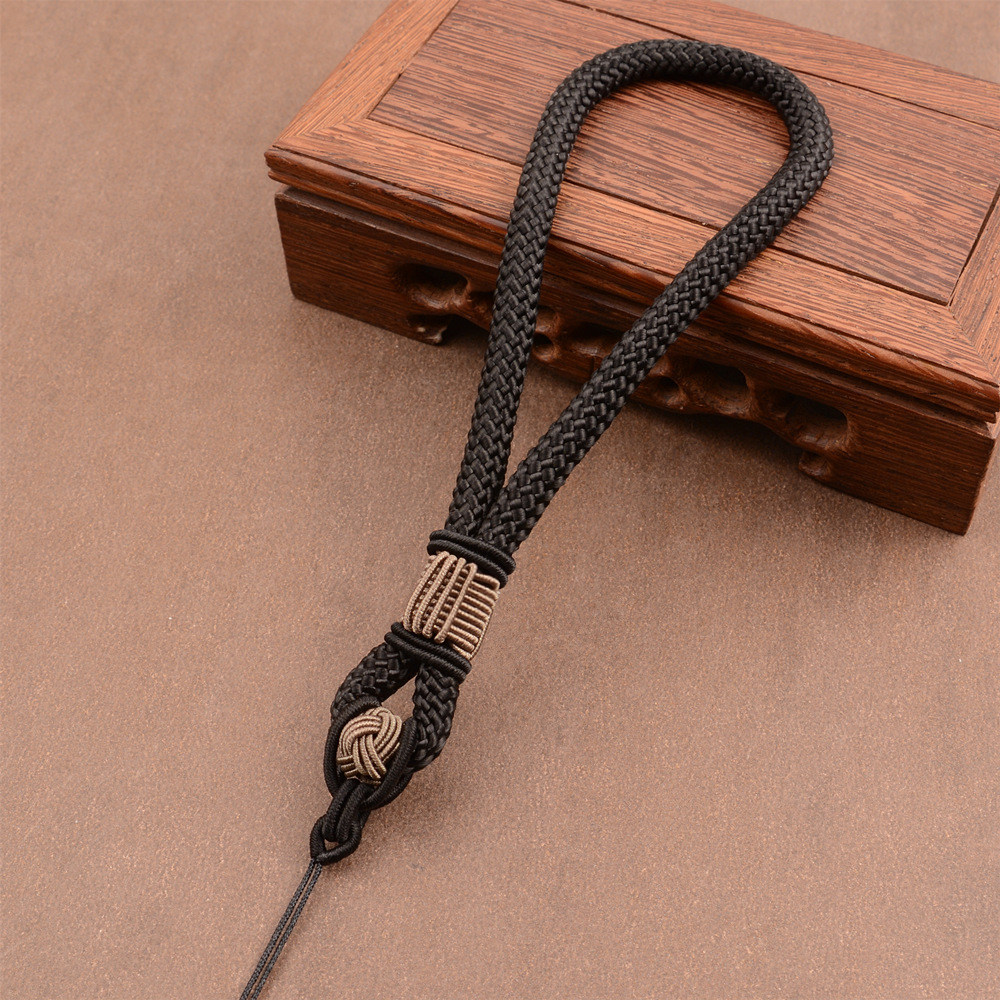 加粗手工编织手把件挂绳翡翠玛瑙玉石和田玉文玩把玩绳子短款男士