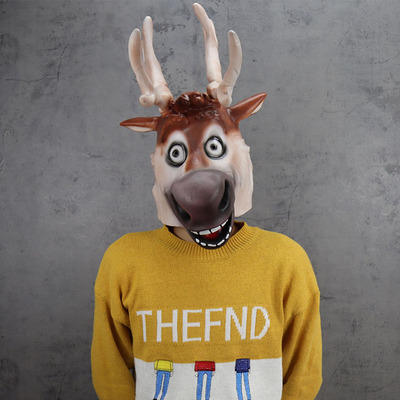 动漫冰雪奇缘2frozen圣诞麋鹿动物面具乳胶头套舞会cosplay周边