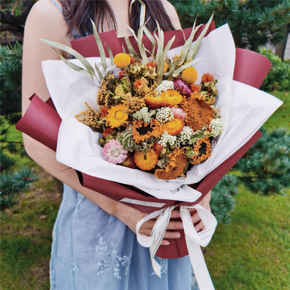 向日葵干花花束礼盒情人节生日礼物婚礼祝福男生女生干花