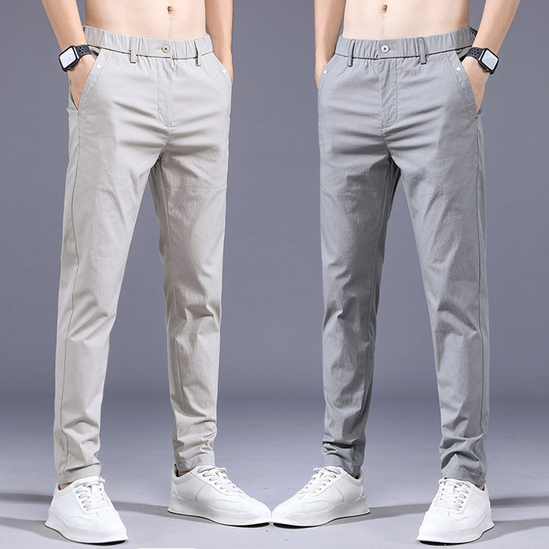 2022新款休闲裤男士修身直筒宽松运动长裤子男夏季薄款夏天冰丝裤