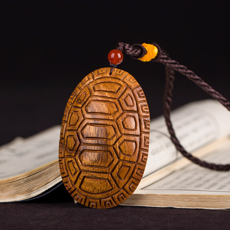 海南黄花梨富甲天下手把文玩把玩老料手工雕刻龟壳项坠