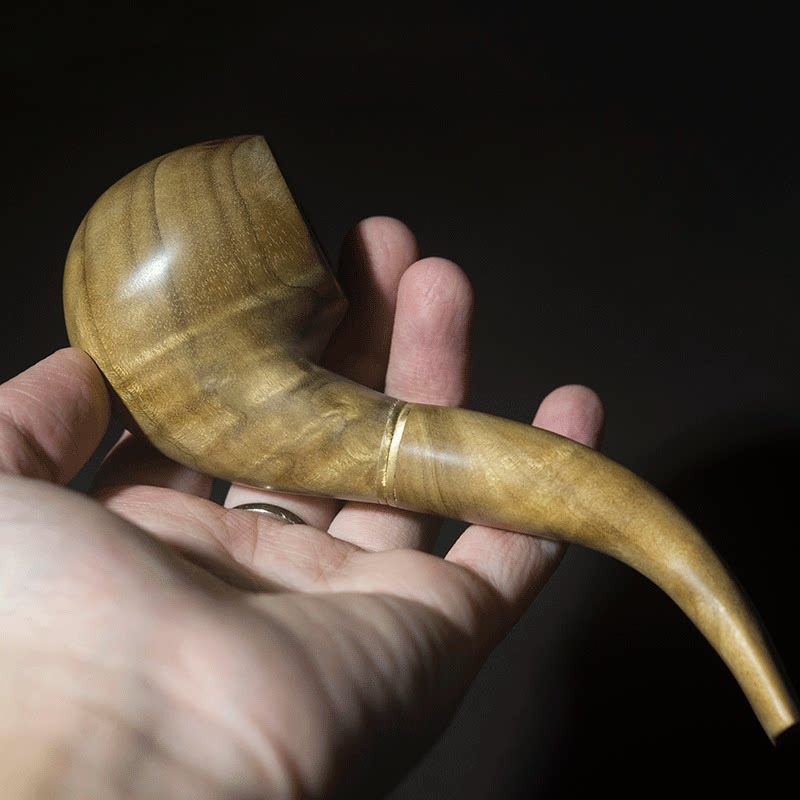 金丝楠木烟斗木质烟枪满水波纹金丝循环过滤烟嘴大烟袋可点烟丝