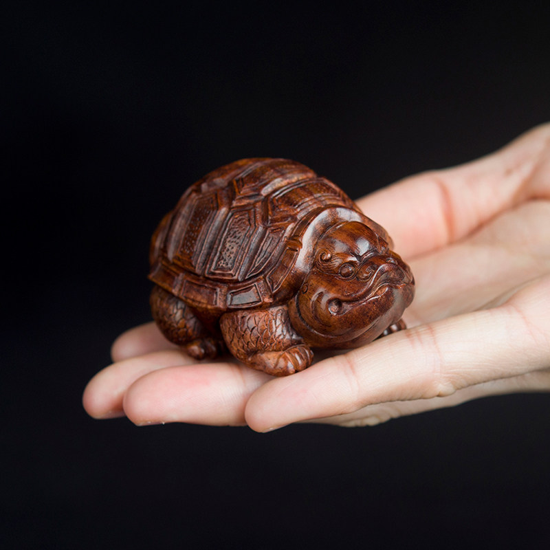 海南黄花梨龙龟手把男女随身实木手玩件老油梨湘摆件