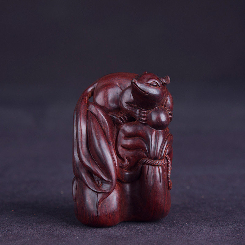 专享款印度小叶紫檀九尾狐摆件金星老料雕刻狐狸摆件