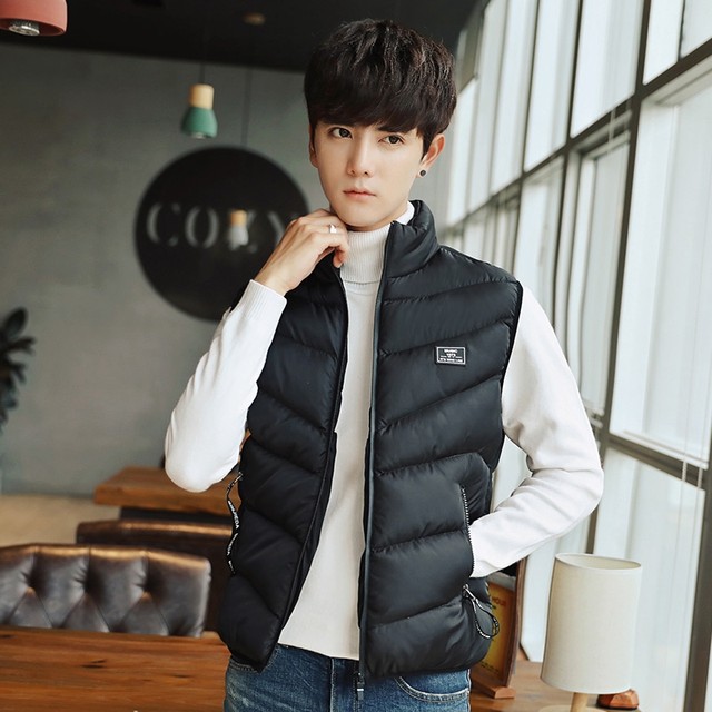 Down cotton vest men's autumn and winter jackets Korean version of the trend plus velvet thick warm waistcoat vest vest outer wear Down cotton vest men's autumn and winter jackets Korean version of the trend plus velvet thick warm waistcoat vest vest outer wear