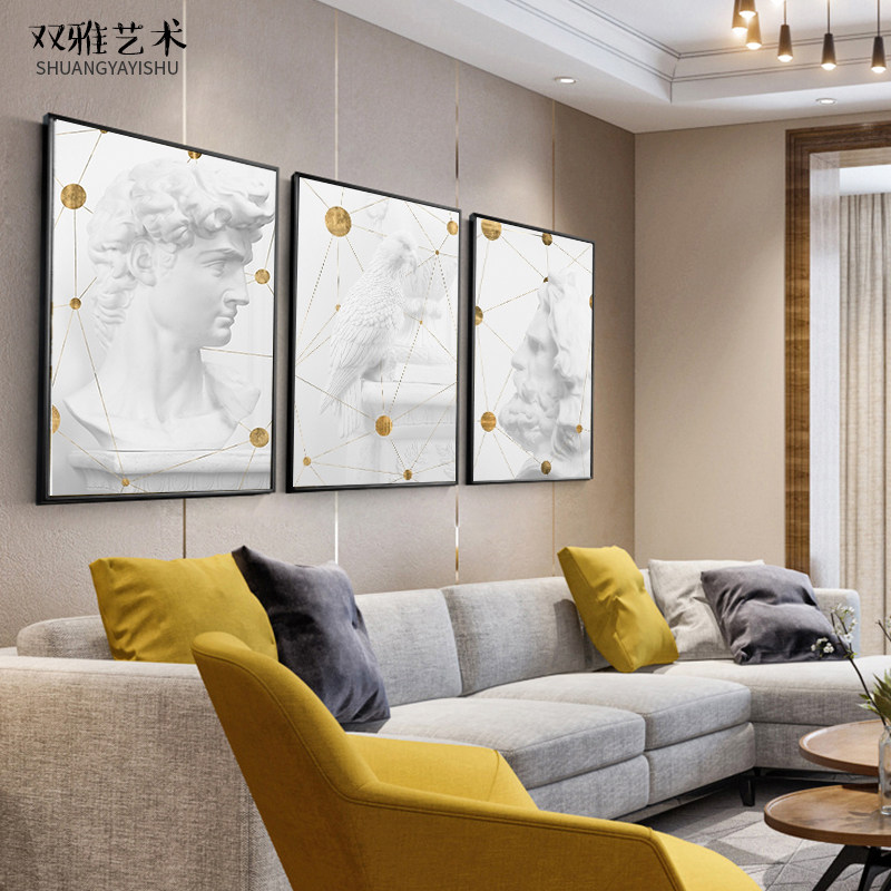 现代简约石膏大卫装饰画客厅沙发背景墙画玄关廊挂画北欧风格壁画
