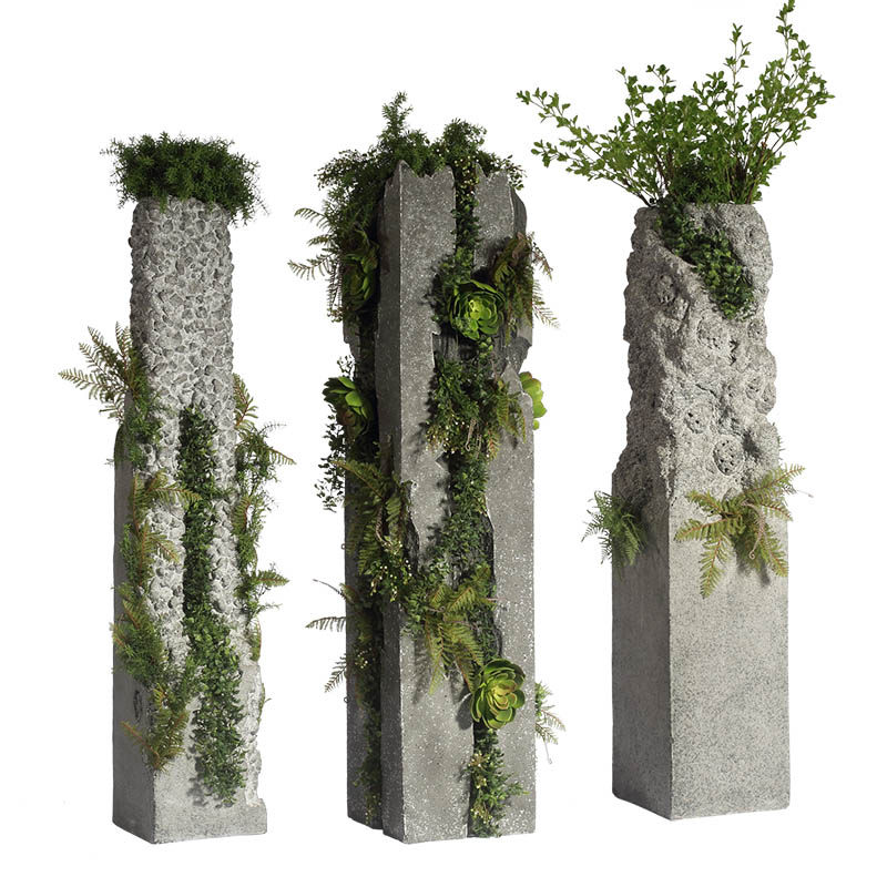大鼻子北欧玻璃钢花盆组合装饰柱子商场户外落地花盆