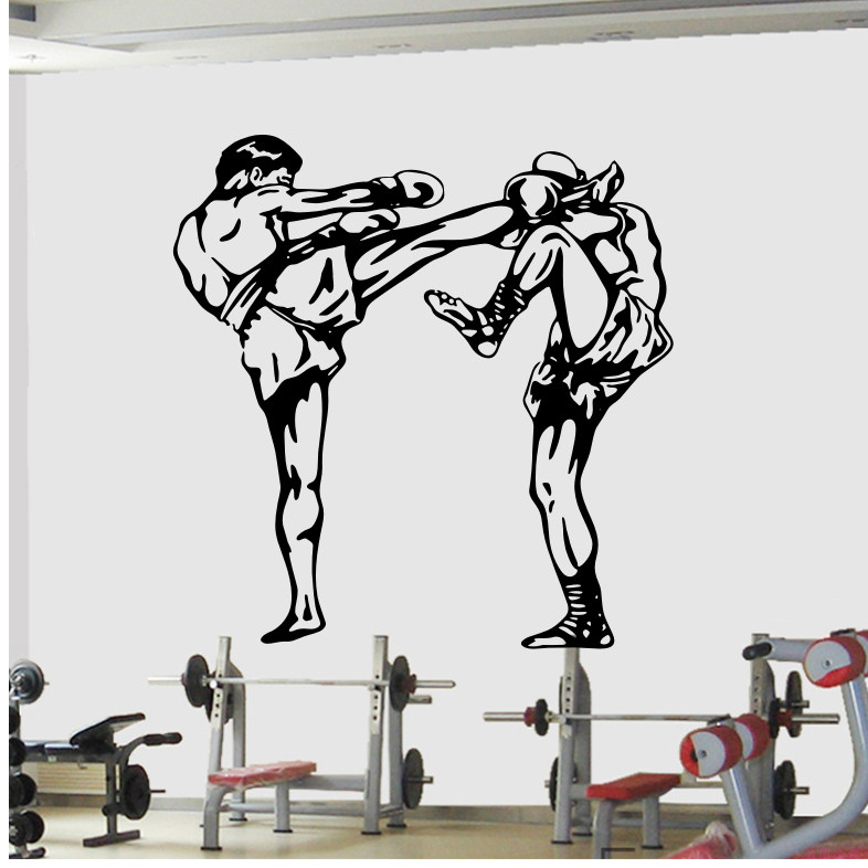 贴纸泰拳搏击人物墙贴海报广告画武术馆格斗比赛墙贴