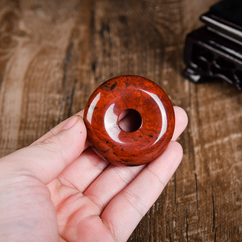 新疆然红伊丁陨石古币男女精品平安扣朱砂吊坠项坠