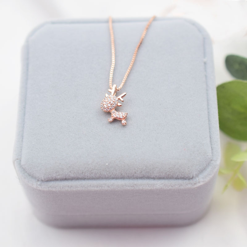 s925纯银麋鹿角项链女潮韩版小众设计网红简约气质一鹿有你锁骨链