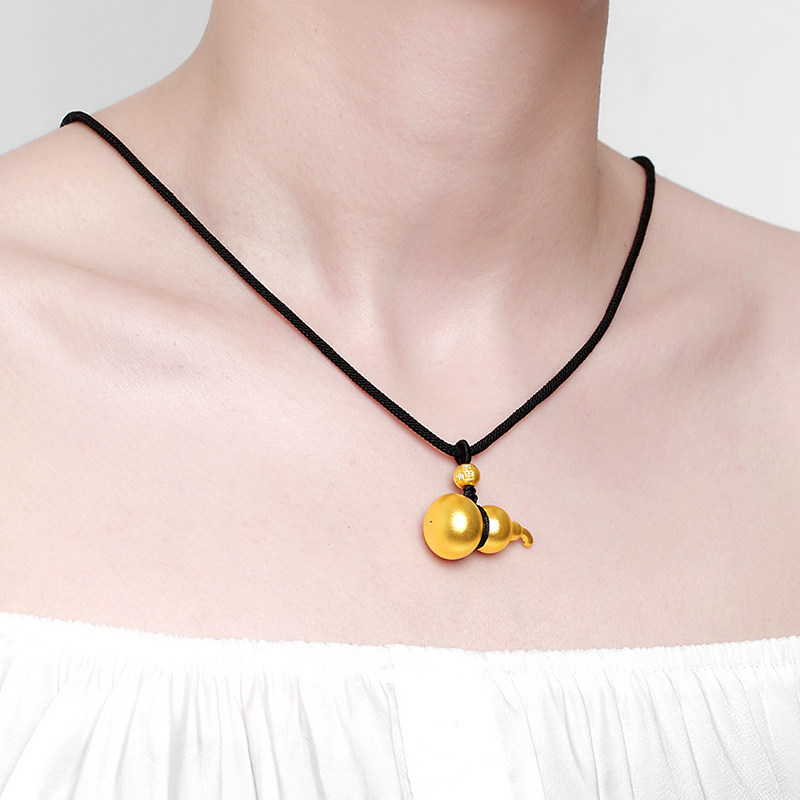 金葫芦足金古法金黄吊坠挂坠纯金项链转运3d颈饰