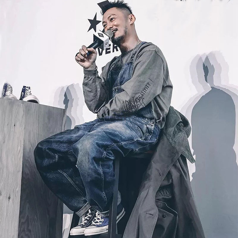 madnessdesignmdns余文乐街头复古宽松连体背带牛仔裤牛仔裤