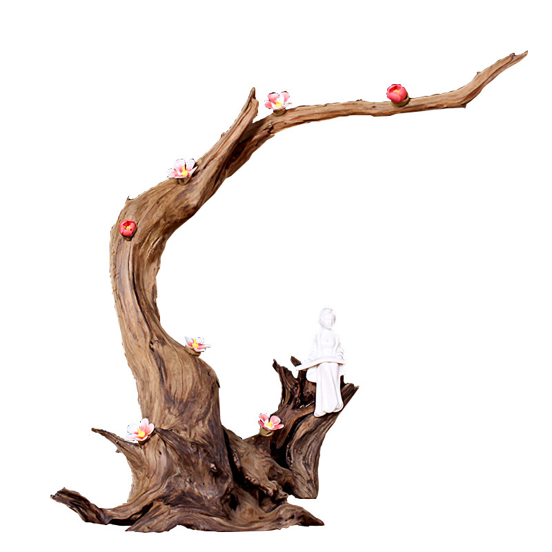 创意木头根雕工艺品创意实木摆件玄关茶室客厅复古装饰品风化枯木