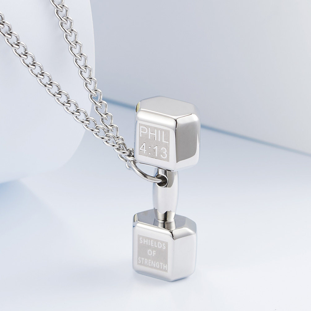 哑铃杠铃男士士女健身项链钛钢运动器材吊坠欧美项链