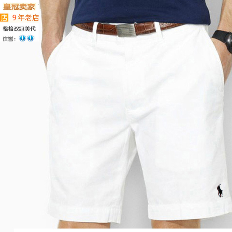 美国保罗短裤男商务白色休闲工装中裤五分POLO高尔夫运动裤沙滩裤