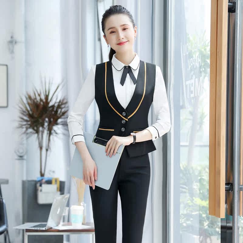 酒店前台工作服女长袖衬衣秋冬收银餐饮服务员工装美容师空姐制服-雅