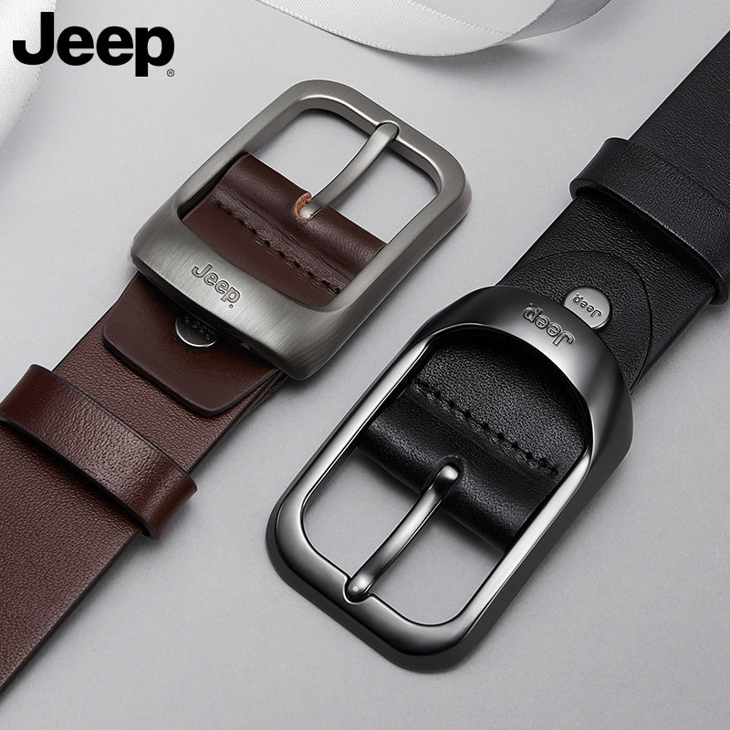 jeep皮带男士真皮针扣2021新款腰带牛皮商务腰带