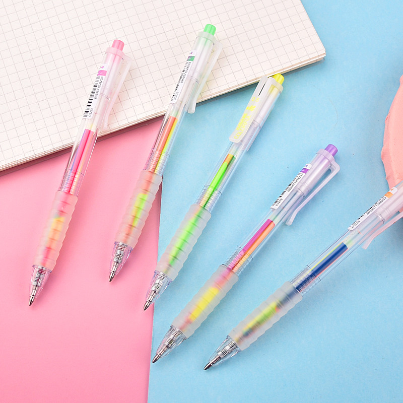 彩虹彩色生手学生多色一笔混色笔日神仙梦幻中性笔