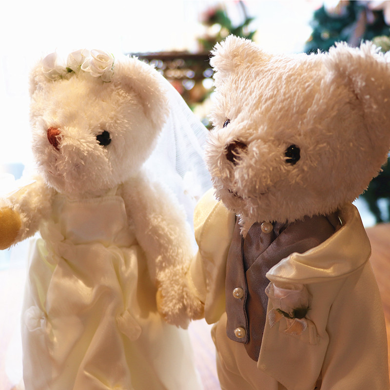 西班牙订单婚纱泰迪熊小熊情侣公仔玩偶头车结婚毛绒布艺类玩具