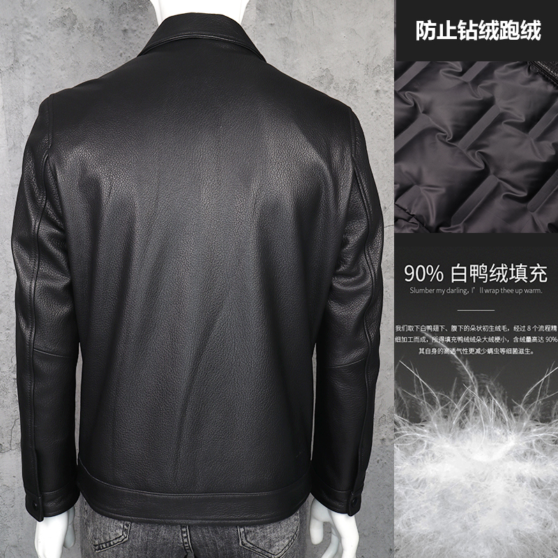 后背整片正宗头层鹿皮夹克男外套中年羽绒服爸爸装真皮皮衣外套