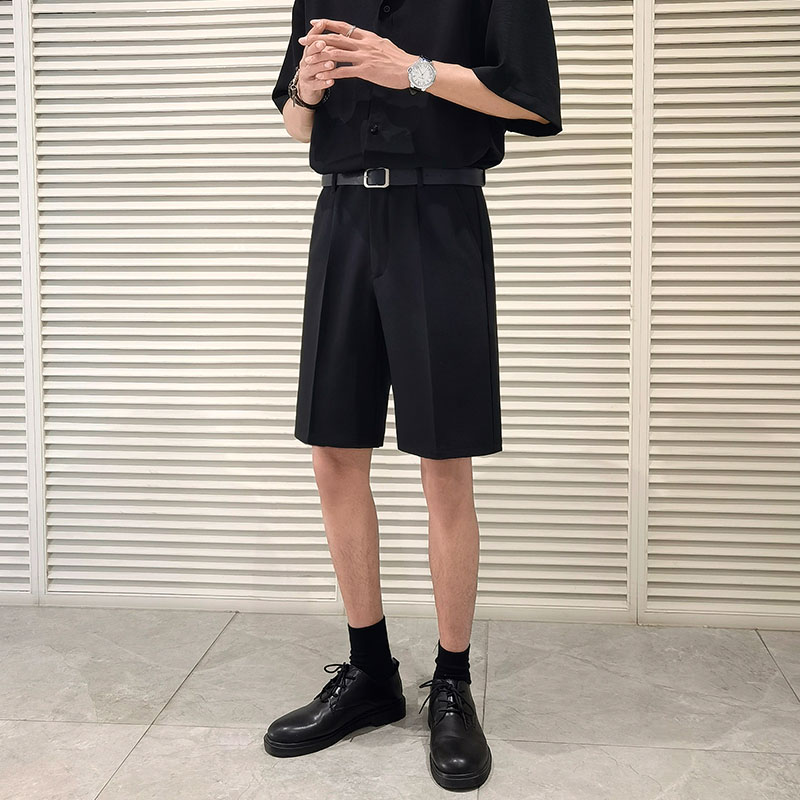 西装短裤男外穿宽松冰丝裤夏季薄款休闲裤子男士白色潮流五分西裤