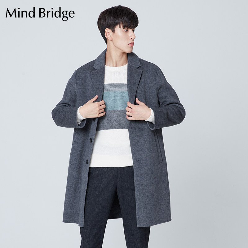 mind bridge冬季新款毛呢大衣男士韩版时尚风衣外套msca718a