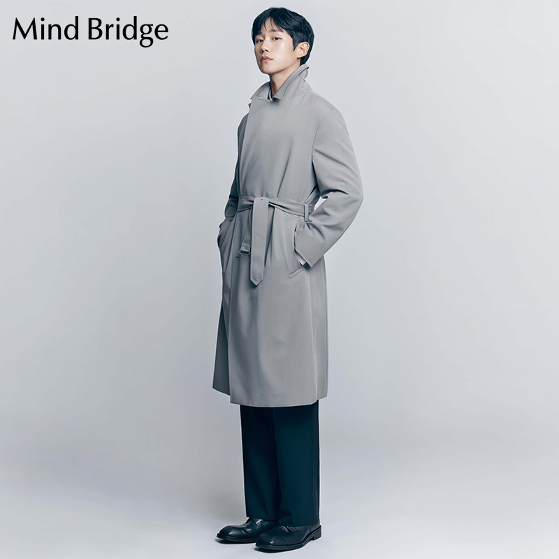 mindbridge百家好男士风衣宽松春季新款中长休闲风衣