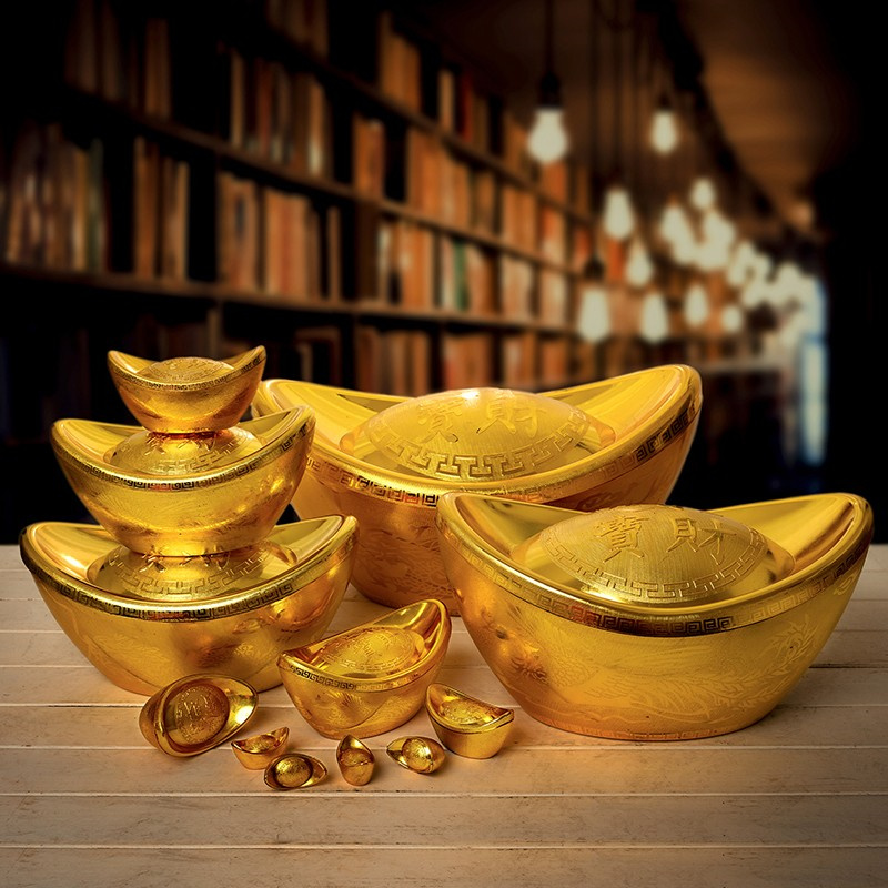 仿真真金元宝新年年春节礼物摄影米子家居装饰工艺道具摆件