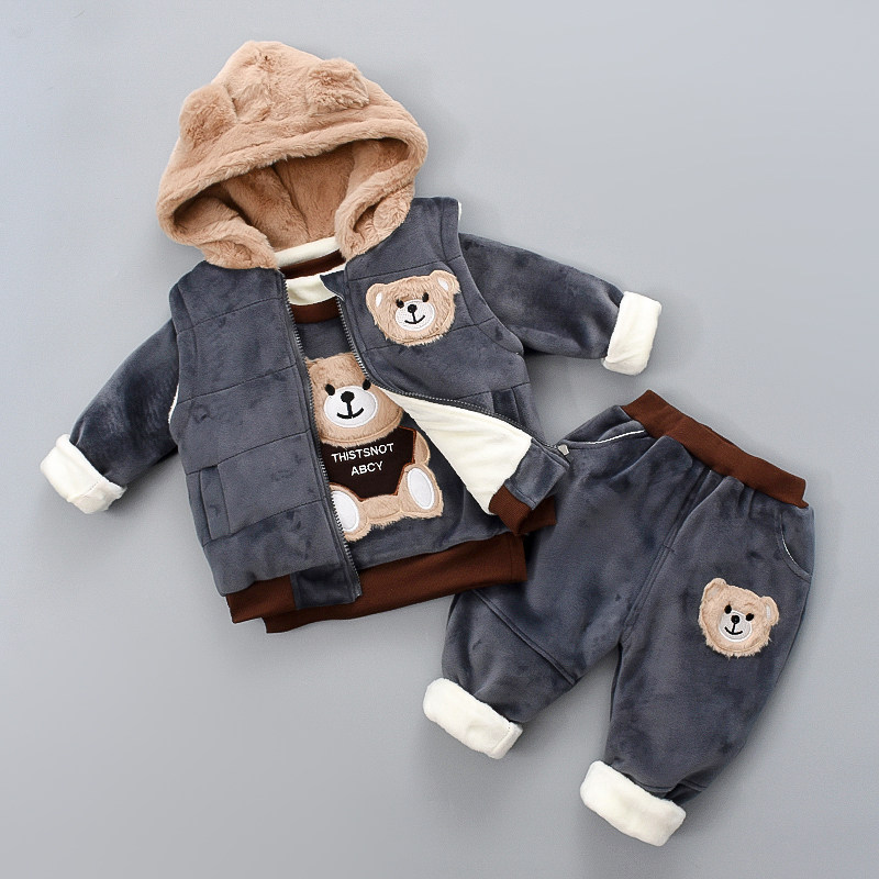 宝宝童装秋冬三件套装洋气0123岁婴儿加绒加厚套装