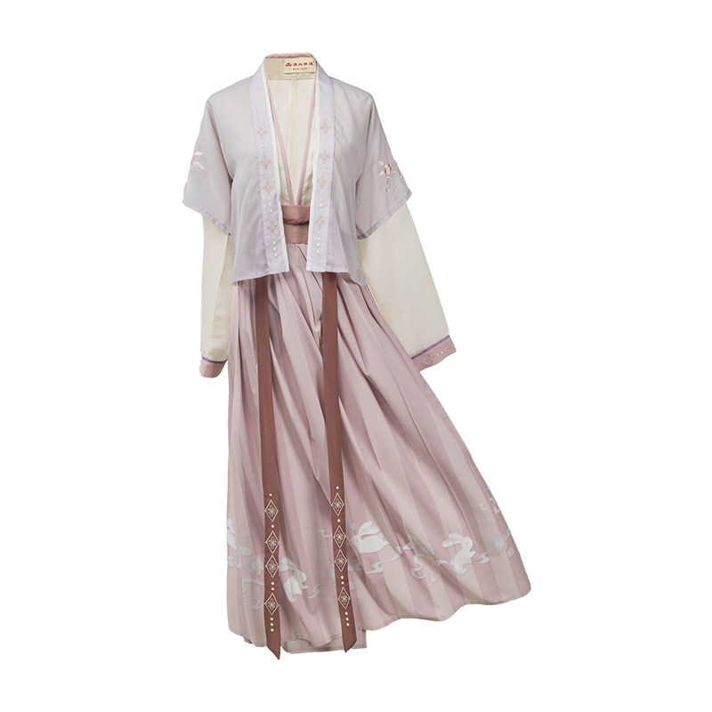 优惠券后298元,汉尚华莲传统汉服女装华服刺绣半臂对襟襦裙齐腰间色印