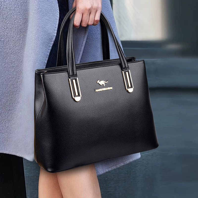 袋鼠正品真皮女包2021新款时尚大容量手提包女士女士包袋