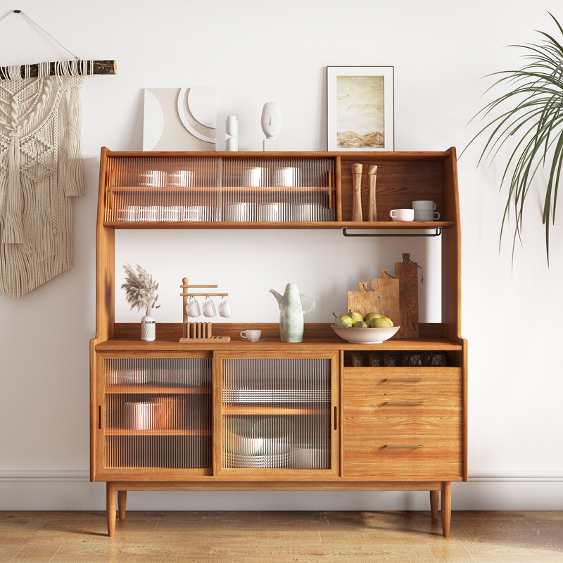 实木餐边柜家用一体靠墙高柜日式简约多功能置物柜餐边柜