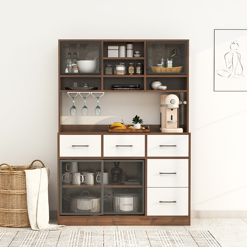 日式多功能餐边柜北欧简约餐厅备餐客厅玻璃门储物柜餐边柜