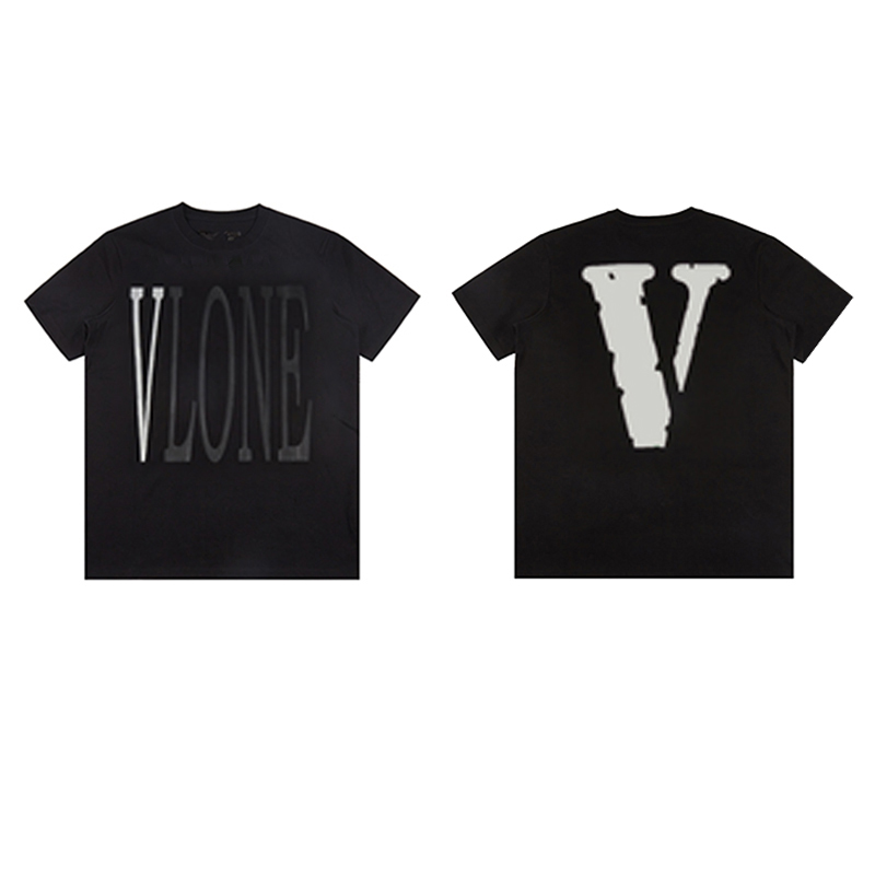 丝叔潮社 VLONE纽约游击店限定3M反光大V短袖宽松T恤男女嘻哈半袖