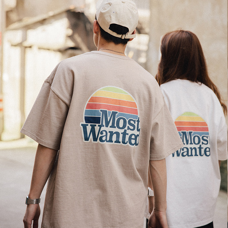 丝叔潮社 mostwantedlab 四周年限定彩虹印花短袖男女国潮牌t恤棉