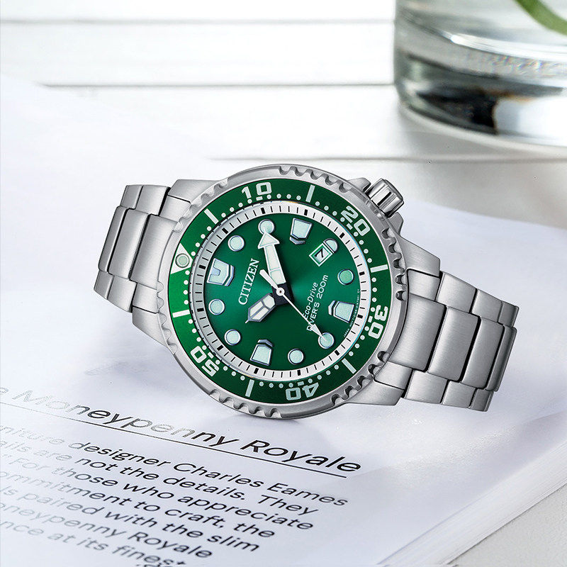 citizen西铁城官方正品绿水鬼动能男表运动潜水钢带日韩腕表